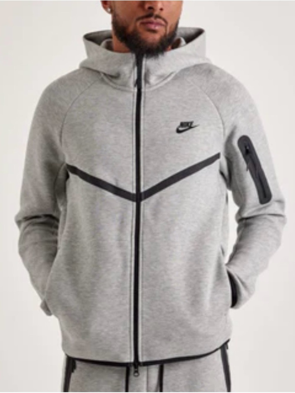 Nike Tech Fleece Windrunner Full Zip Hoodie Grey Black Men’s M